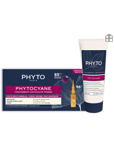 Phyto Phytocyane  Mujer Caída Reaccional Pack Ampollas+Champú