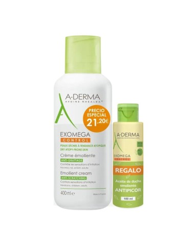 A-Derma Pack Exomega Control Cr 400 Ml + Aceite 100Ml