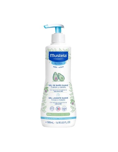 Mustela Gel de Baño Suave con Aguacate Bio, 500 ml