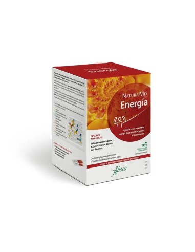 Aboca Natura Mix Advanced Energía Energía Física Y Mental, Con Gynseng, Guaraná, Eleuterococo Y Cyanidin -3, 28 sobres