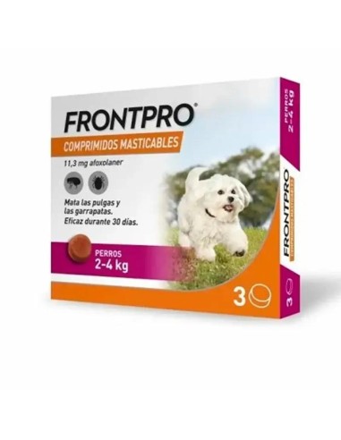 Frontpro Antiparasitario Para Perros 2-4 Kg (S), 3 Comprimidos Masticables