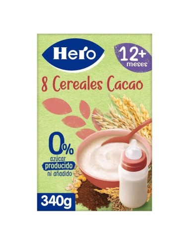 Hero Baby Papilla De Cereales  8 Cereales Con Cacao 340G