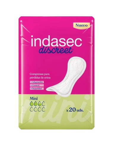 Indasec Discreet Compresas Mini Bolsa 20 Unidades