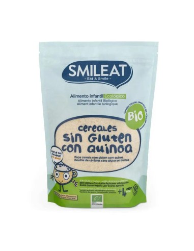 Smileat Papilla de Cereales Sin Gluten con Quinoa Ecológica, 200g