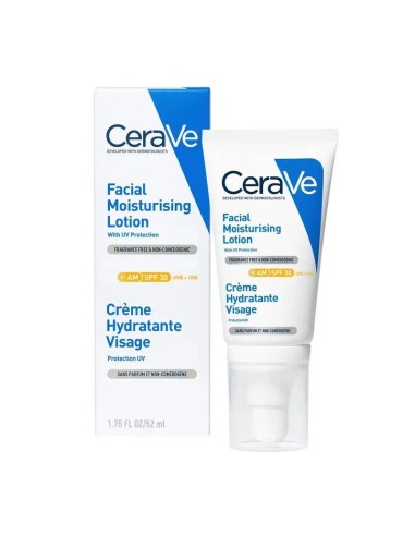 CeraVe Loción Hidratante de Rostro SPF30, 52 ml