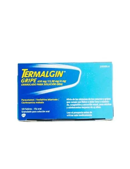 Termalgin Gripe 650 mg Granulado para Solución Oral, 10 Sobres