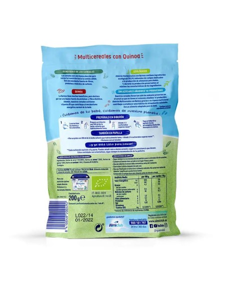Almirón Cereales Infantiles Ecológicos Multicereales con Quinoa, 200g