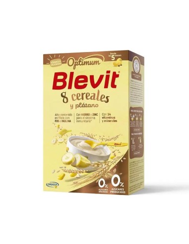 Blevit Alimentación Infantil Optimum 8 Cereales + Plátano, 250 grs