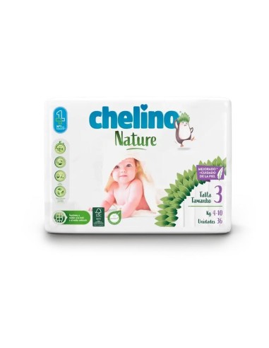 Chelino Nature Pañal Talla 3 (4-10 Kg), 36 unidades
