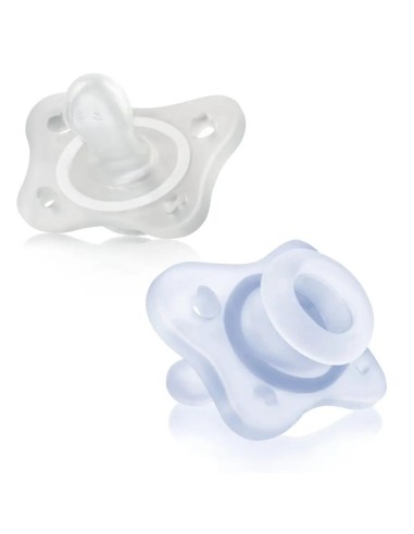 Chicco Chupetes Physioforma Mini soft Azul-Transparente 0-2 Meses, 2 Unidades