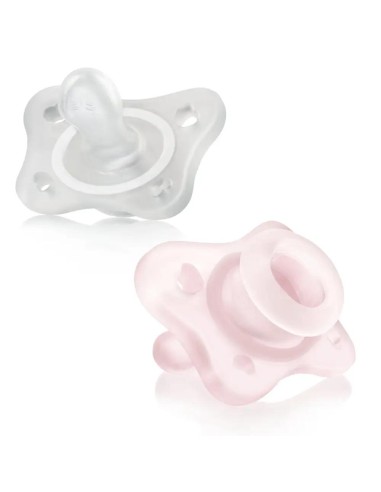 Chicco Chupetes Physioforma Mini soft Rosa-Transparente 0-2 Meses, 2 Unidades