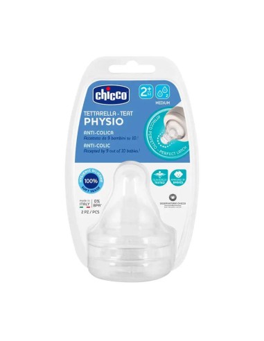 Chicco Pack 2 Tetinas Silicona Physio Flujo Medio +2 Meses