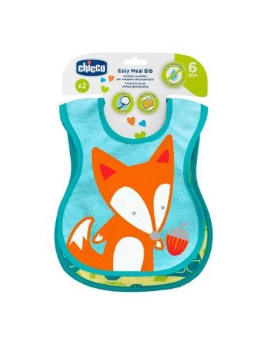 Chicco Set Baberos Algodón Neutro 6M+, 2 unidades