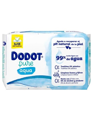 Dodot Toallitas Aqua Plastic Free 3x48, 144 Unidades