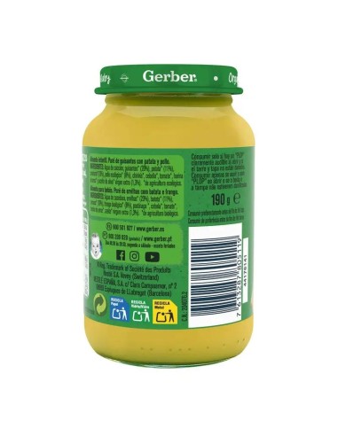Gerber Organic Guisantes Patata Pollo, 190 gr