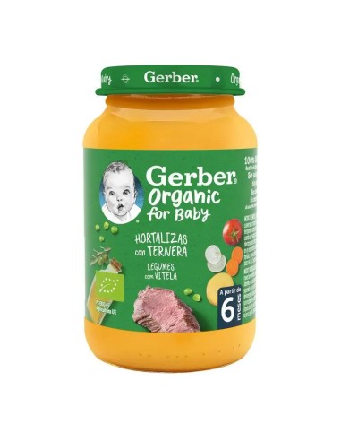 Gerber Organic hortalizas ternera, 190 gr
