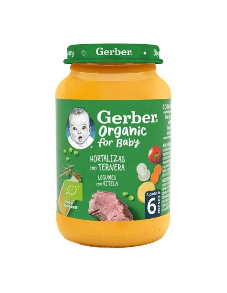 Gerber Organic hortalizas ternera, 190 gr