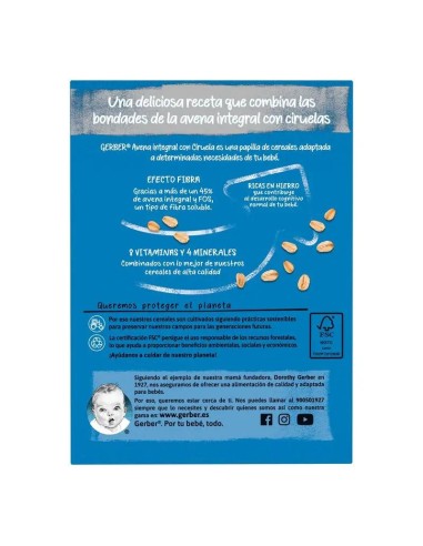 Gerber Papilla Avena y Ciruela, 250 gr