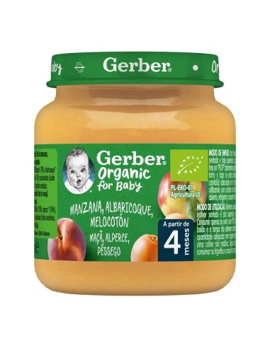 Gerber Tarrito Organic Manzana, Albaricoque Y Melocotón, 125g