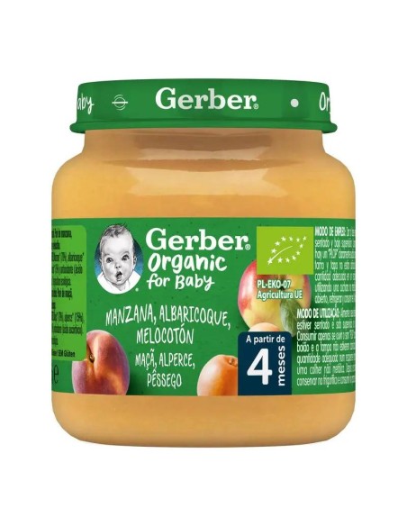 Gerber Tarrito Organic Manzana, Albaricoque Y Melocotón, 125g
