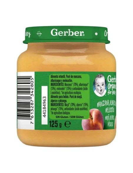 Gerber Tarrito Organic Manzana, Albaricoque Y Melocotón, 125g