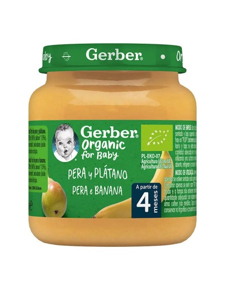 Gerber Tarritos De Orgánico Pera Platano, 125g