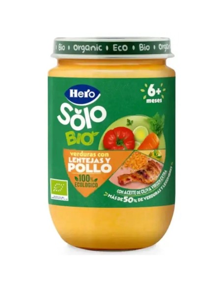 Hero Baby Tarrito Eco Solo Verduras con Lentejas y Pollo ECO +6m 190 gr