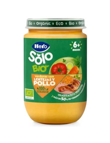 Hero Baby Tarrito Eco Solo Verduras con Lentejas y Pollo ECO +6m 190 gr