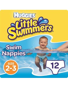 Huggies Pañal Little Swimmers Talla 2-3 (3-8 Kg), 12 Unidades