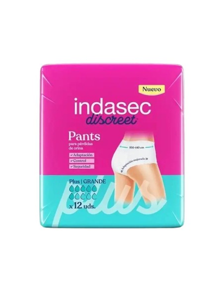 Indasec Discreet Pant Braguita Incontinencia Plus Talla Grande, 12 unidades