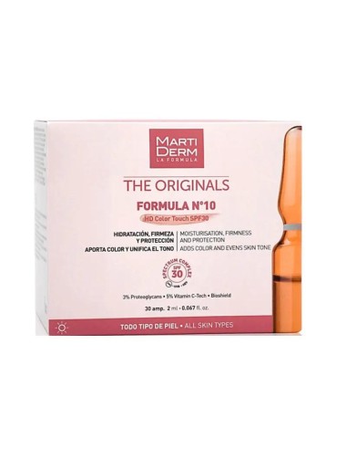Martiderm The Originals Formula Nº10 Hd Color Touch SPF 30, 30 Ampollas