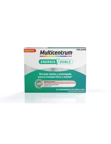 Multicentrum Energía Doble Complemento Alimenticio Multivitamínico, 20 comprimidos