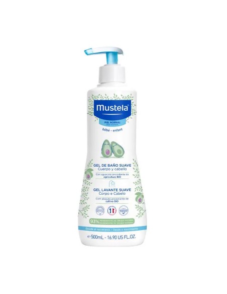 Mustela Gel de Baño Suave con Aguacate Bio, 500 ml