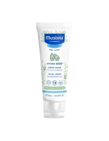 Mustela Hydra Bebé Crema Facial con Aguacate Bio, 40 ml