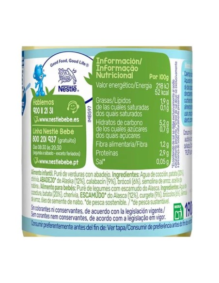 Nestlé Tarritos Savoury De Verduras Con Pescado, 190g