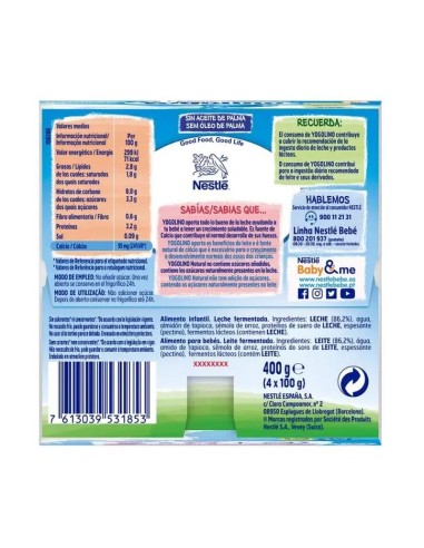 Nestlé Yogolino Natural, 4X100 gr