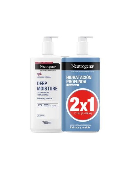 Neutrogena  Crema Hidratante Corporal Hipoalergénica Sin Perfume, 2X750 ml