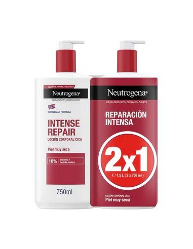 Neutrogena  Crema Hidratante Corporal Reparadora CICA Piel muy seca Pack, 2x400 ml