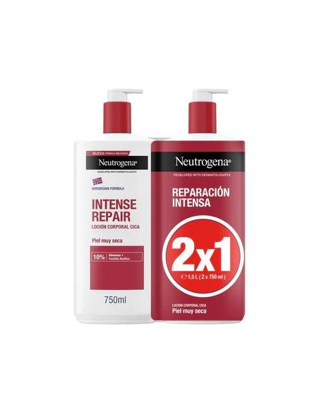 Neutrogena  Crema Hidratante Corporal Reparadora CICA Piel muy seca Pack, 2x400 ml
