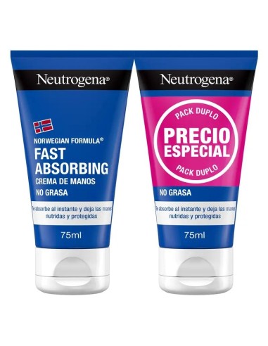 Neutrogena Crema de Manos Reparadora Absorción Rápida Pack, 2 x 75 ml