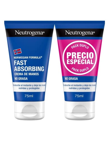 Neutrogena Crema de Manos Reparadora Absorción Rápida Pack, 2 x 75 ml