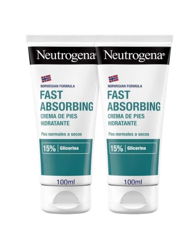 Neutrogena Crema Pies Hidratante Absorción Inmediata Pack, 2x100 ml