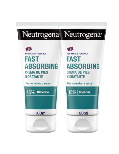 Neutrogena Crema Pies Hidratante Absorción Inmediata Pack, 2x100 ml