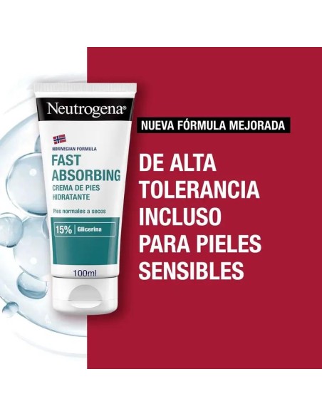 Neutrogena Crema Pies Hidratante Absorción Inmediata Pack, 2x100 ml