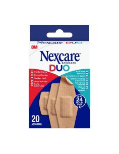 Nexcare Duo Tira De Tela Resistente E Indolora Con Adhesivo Silicona Surtido, 20 unidades 2