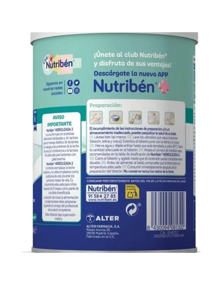 Nutriben Leche Hidrolizada 2 400 gr