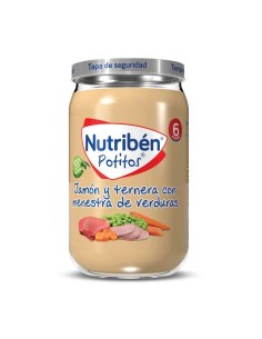 Nutribén Potito Jamon y Ternera con Menestra de Verduras, 235 gr