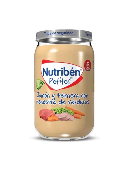 Nutribén Potito Jamon y Ternera con Menestra de Verduras, 235 gr