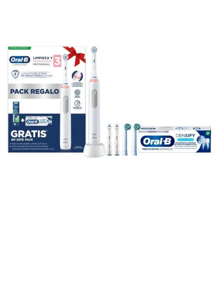 Pack Oral-B Cepillo Eléctrico Profesional 3 + Pasta Dental Densify + 2 Cabezales Pack Oral-B Cepillo Eléctrico Profesional 3 + Pasta Dental Densify + 2 Cabezales