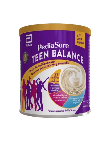Pediasure Teen Balance Polvo Vainilla Complemento Alimenticio Para Adolescentes Con Vitaminas, Proteínas, Minerales, 400 g